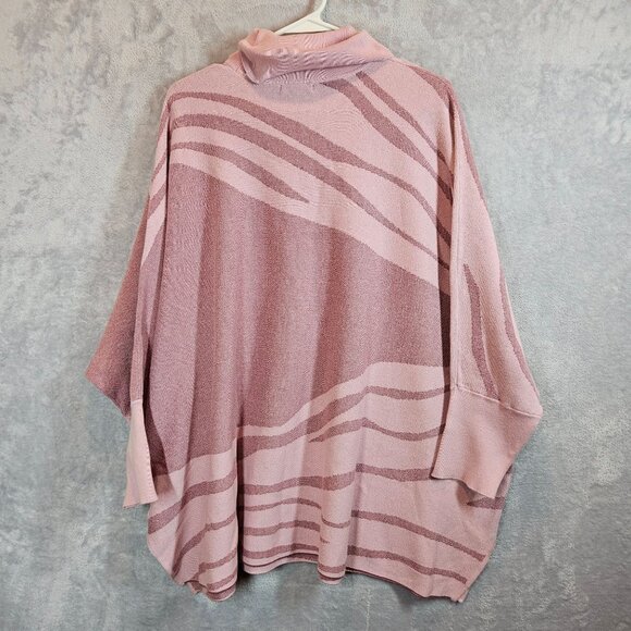 Alfani Womens Plus Size 3X Pink Zebra Print Knit Boxy Sweater \Turtleneck - Picture 4 of 12